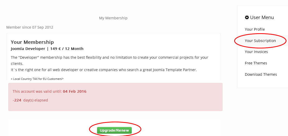 Howto Renew or Upgrade your Membership